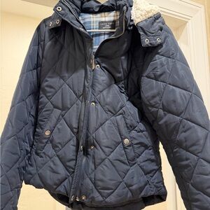 Love Tree Dark Blue Quilted Puffer Jacket